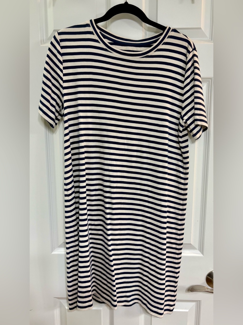 Lou & Grey Navy & White Horizontal Stripe Short Sleeve Tee Dress